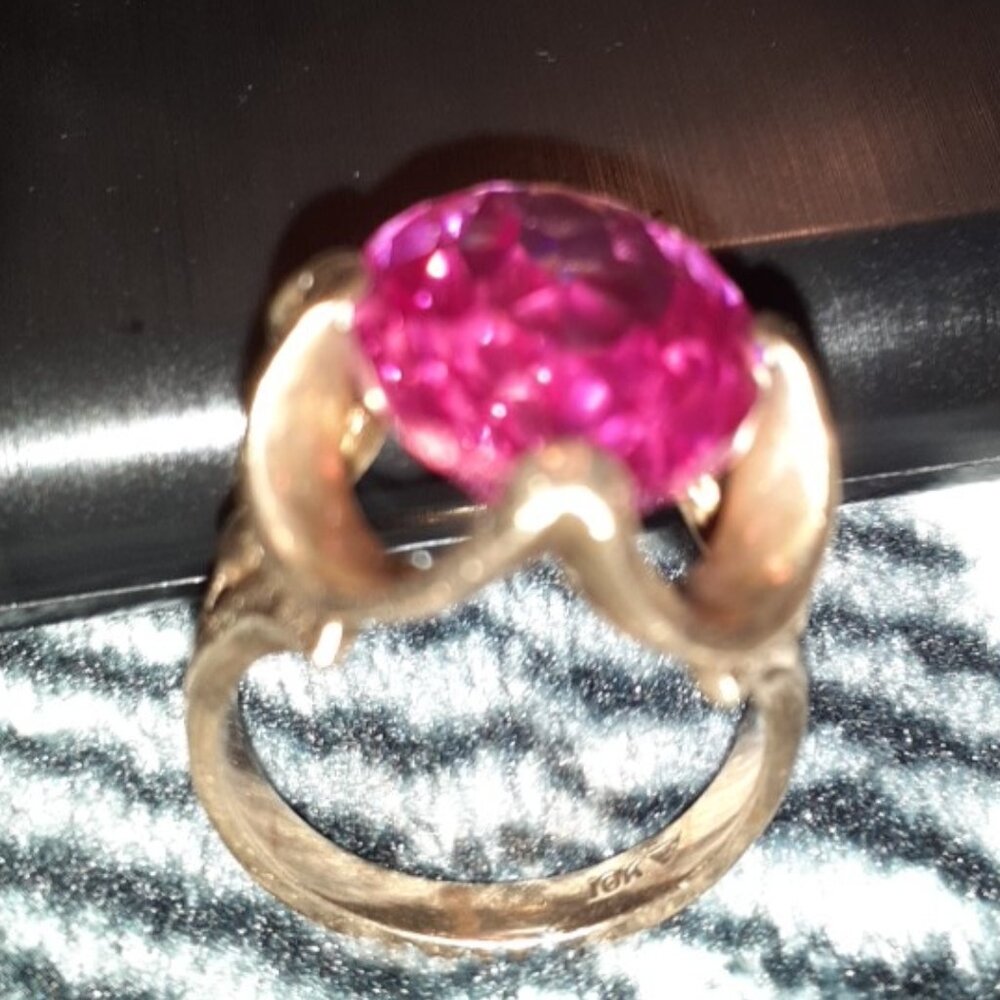 10 KT Gold, 1963 Edison's Jewelry store PINK GEMSTONE RING BEAUTIFUL - Picture 15 of 17